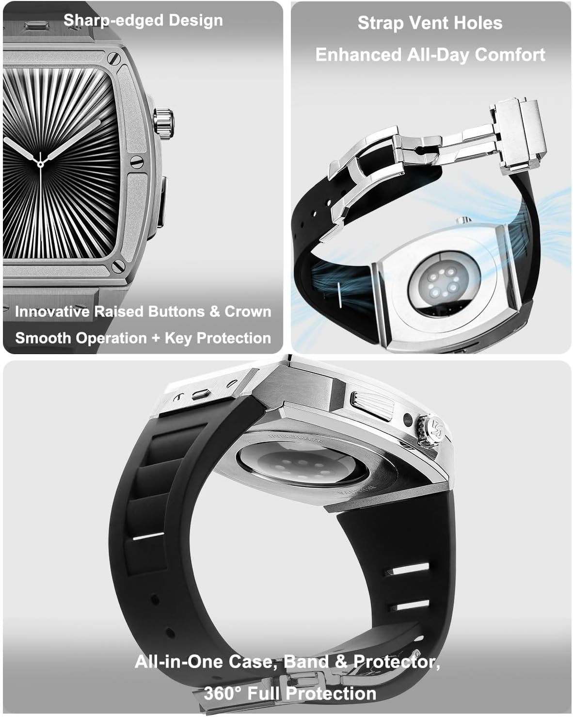 Metal Case with Band for Apple Watch Series 11/10 46mm, Rugged Heavy Duty Protective Guard Cover, Tactical Band for iWatch 46mm - Image 5