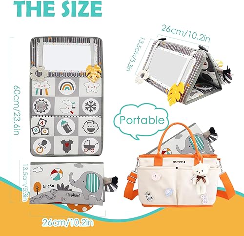 Miniatura 7 de Espejo de tiempo boca abajo para bebés de 0 a 6 meses, juguetes sensoriales para el desarrollo cerebral con libro de tela arrugada y juguete de