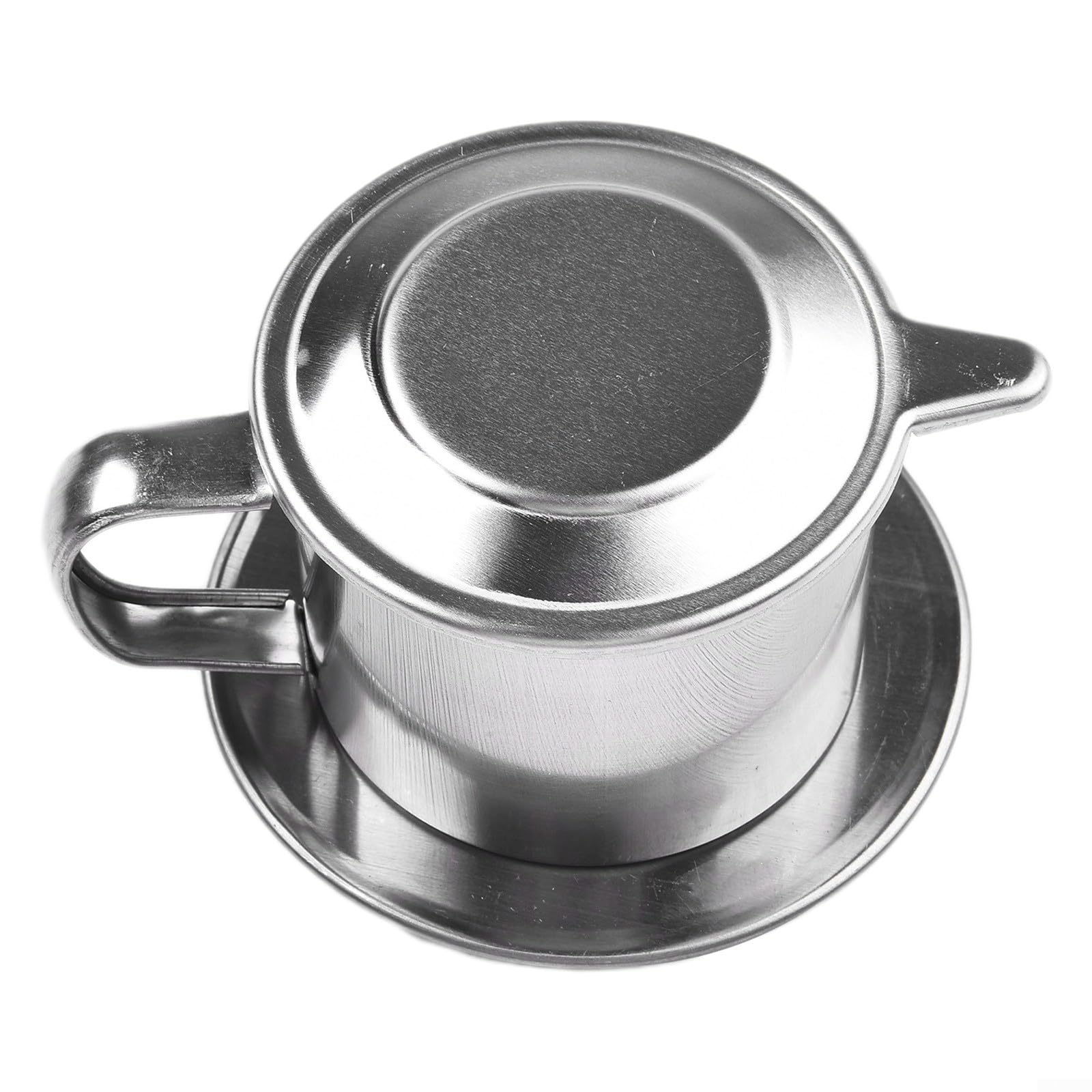 Traditional Vietnamese Coffee Maker Stainless Steel Drip Filter Coffee Pot Single Cup Coffee Dripper Manual Brewer With Gravity Insert Filter For Home Office Cafe 50ml/100ml Silver