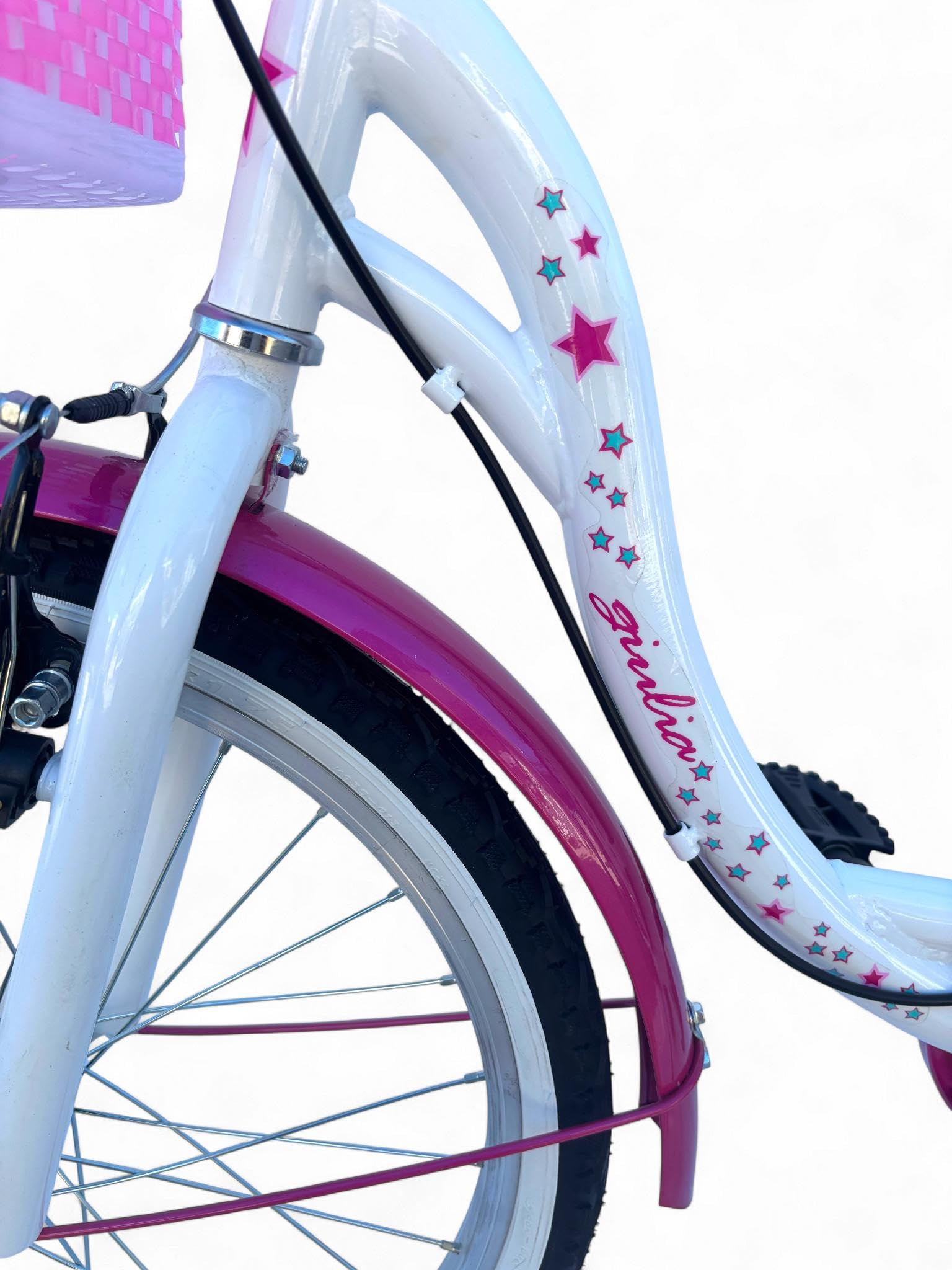 MADICKS Bicicletta Bambina da 6 a 8 anni, Misura 20 Pollici, Bici da Passeggio con Cestino Floreale Rosa (altezza bambina: 1,20-1,35 m) Bianco-Rosa · Design Italiano · Telaio Robusto · Colori Vivaci