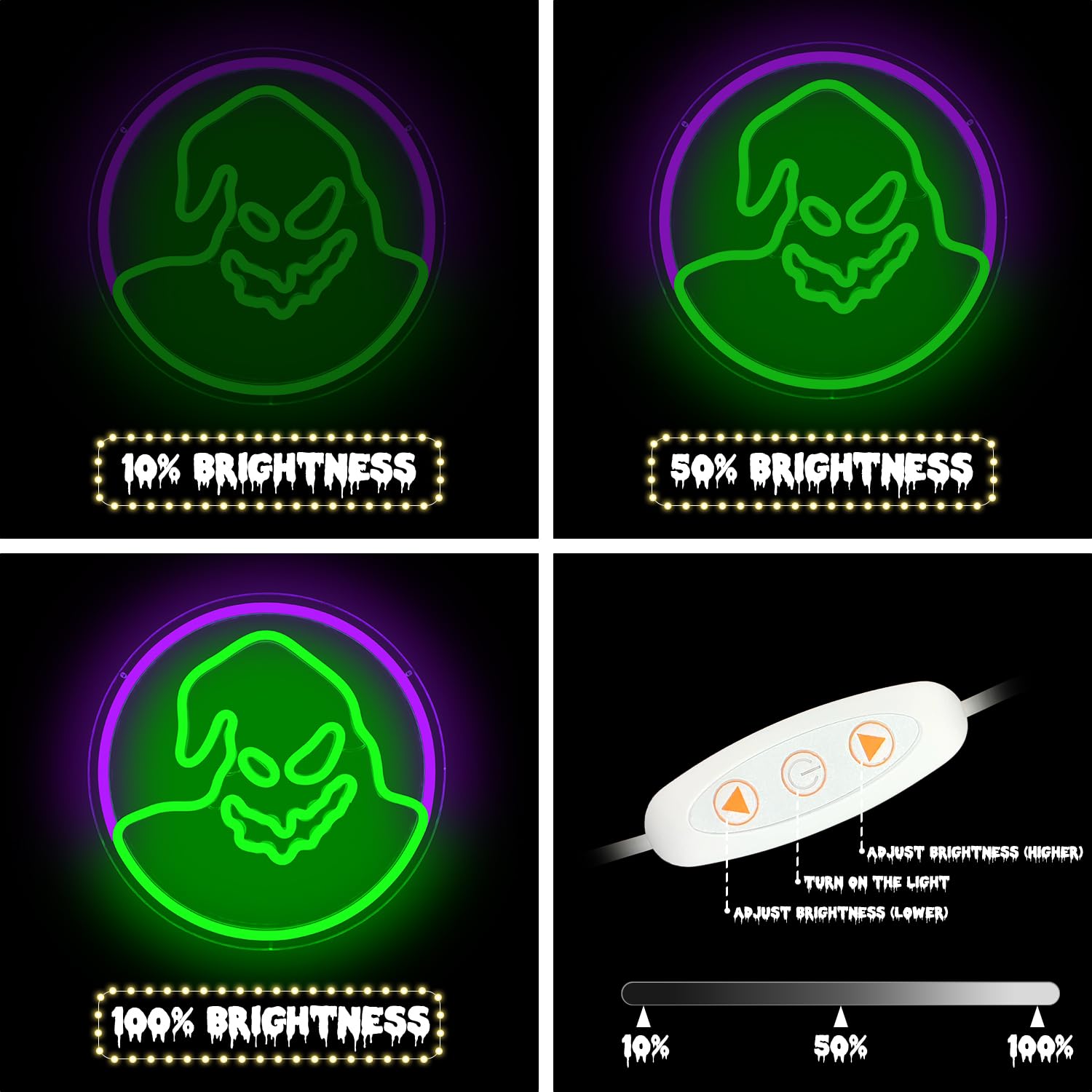Letrero de neón de Halloween con luces de neón de Pesadilla antes de Navidad para dormitorio, letreros LED de fantasma para Halloween, Navidad, regalos de cumpleaños