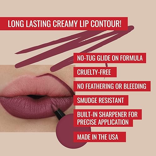 Miniatura 4 de Runway Rogue Designer Liner - Lápiz de labios mate, lápiz delineador de labios de ciruela apagada mate y sacapuntas para delineadores de labios,