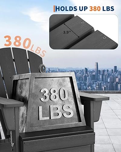 Miniatura 5 de GarveeLife Sillas plegables Adirondack de polietileno de alta densidad para exteriores, resistentes a todo tipo de clima, con textura de madera para