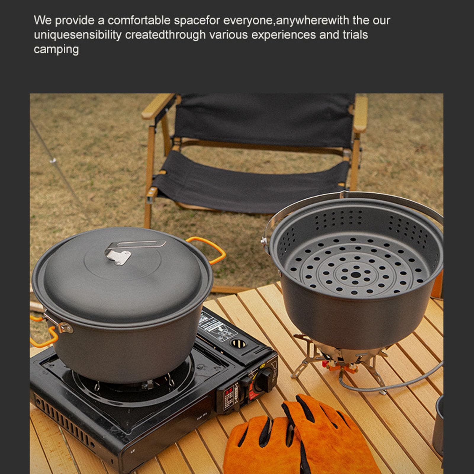 VGEBY Olla de Camping 5L Gran Capacidad para Cocinar Al Aire Libre