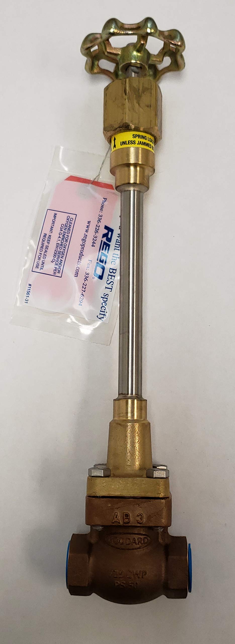 Rego Bronze Globe Valve, 1/2" Threaded NPT, Bolted Bonnet for Cryogenic Liquid Service