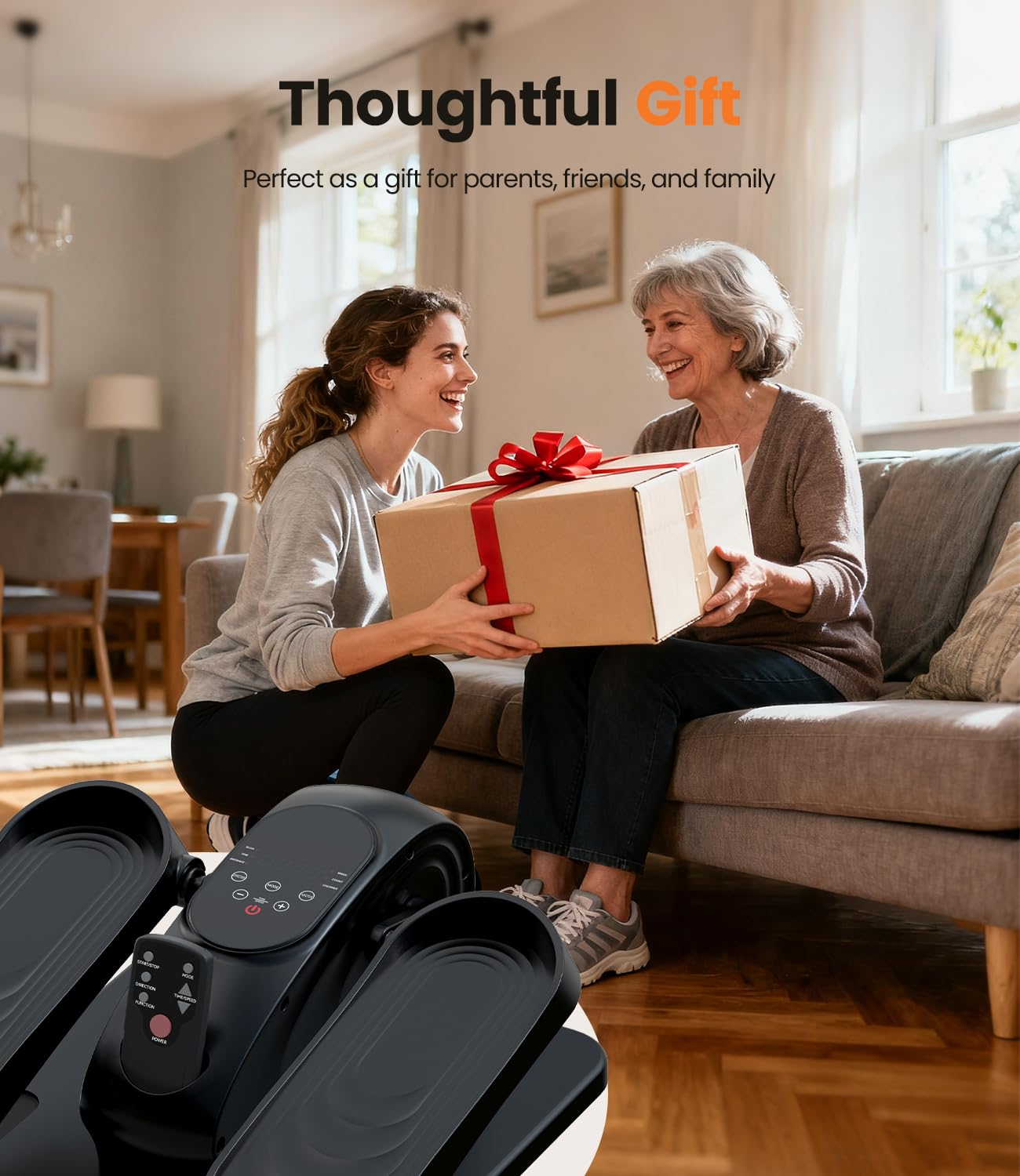 Vélo Elliptique Électrique de Bureau pour Maison, Ultra Silencieux Mini Vélo Elliptique avec Télécommande et Écran LCD, 15 Vitesses,Manuel & Automatique, Pedalier Electrique pour Seniors et Adultes
