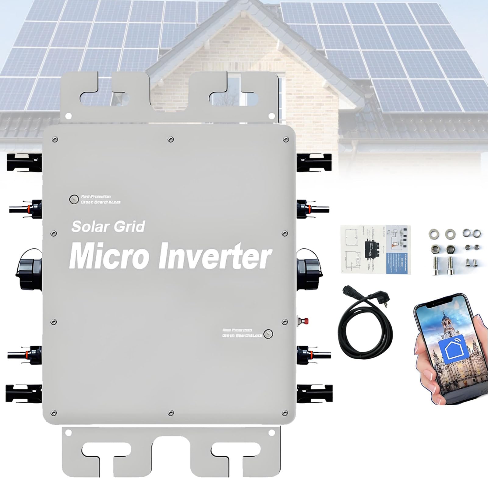 Mikrofalownik solarny, mikrofalownik podłączony do sieci, wodoszczelny IP65, mikrofalownik solarny MPPT, monitorowany przez Wi-Fi lub aplikację mobilną. 600W