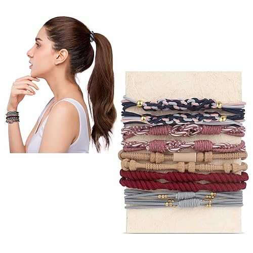 Miniatura 8 de 10 pulseras bohemias para el cabello para mujeres y niñas, accesorios para el cabello grueso, pulseras trenzadas para el cabello, lazos para el