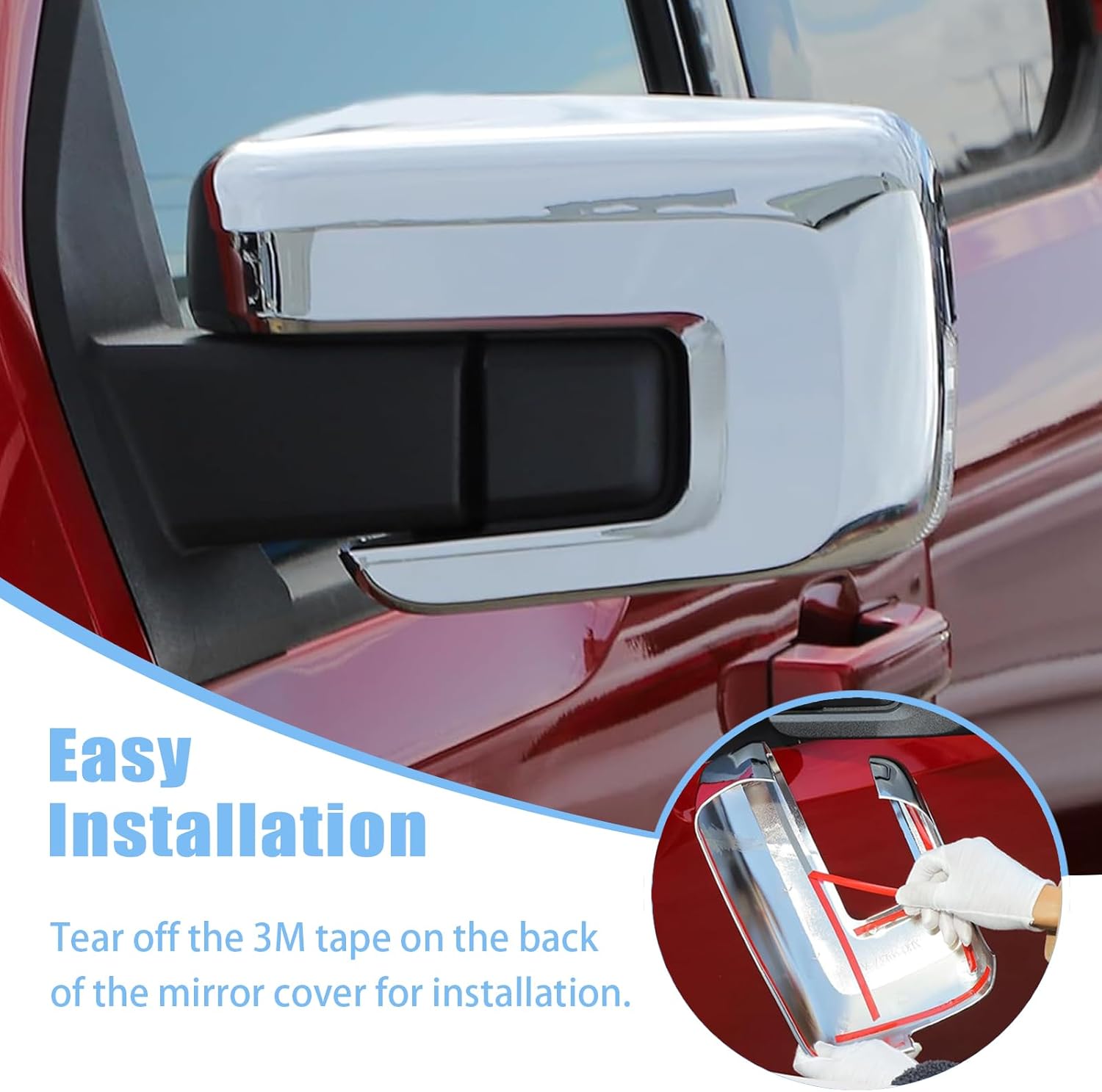 AUCERAMIC Chrome Mirror Caps +Door Handle Covers for Ford F150 2021 2022 2023 2024 2025