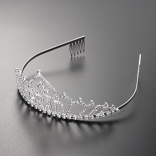 Miniatura 4 de Lurrose Diadema de tiara de graduado 2020, corona de diamantes de imitación con peine lateral, elegante corona de cristal, regalo de graduación para
