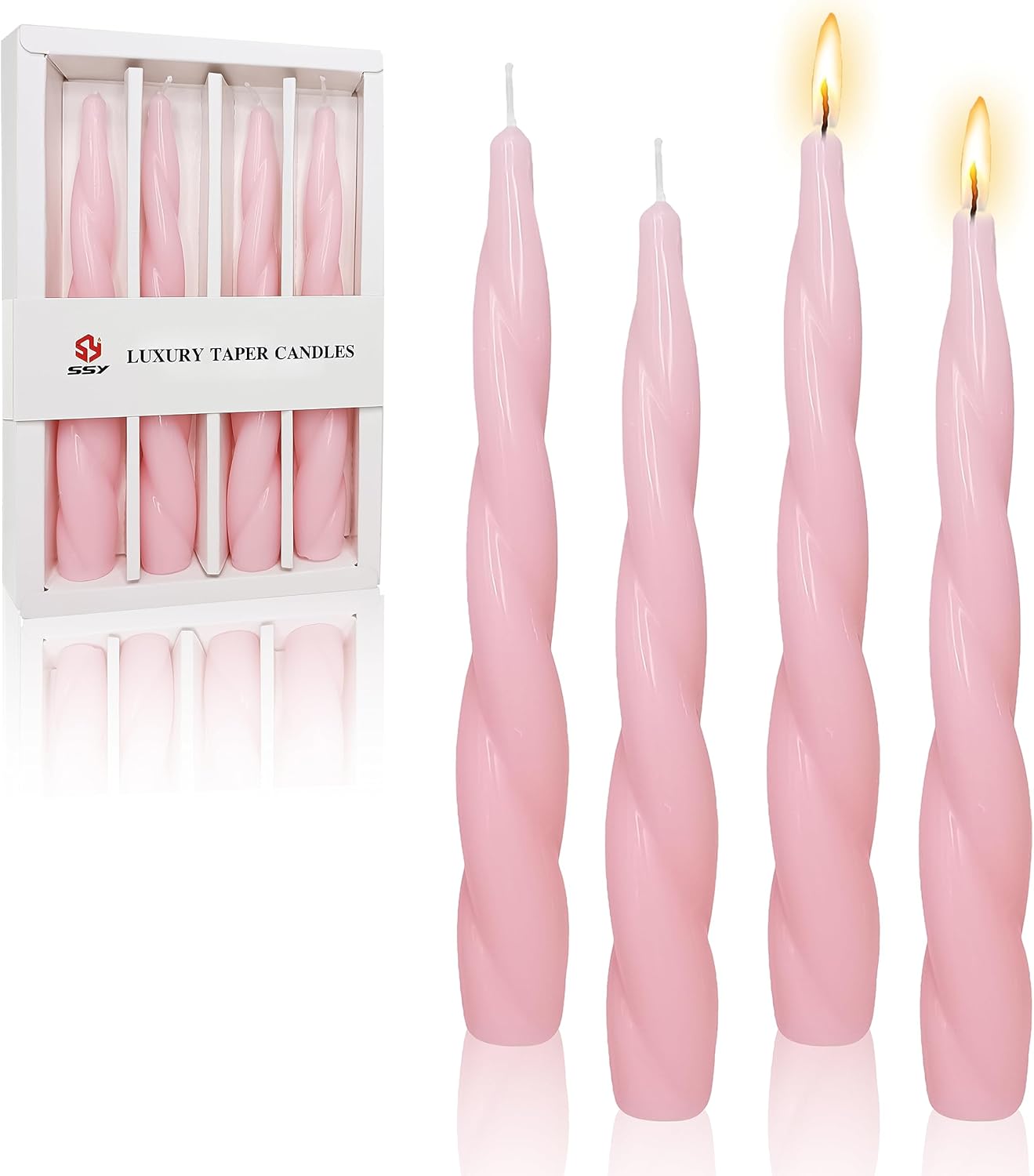 Pink Spiral Taper Candles Set 7.4 Inch Twisted Short Candle