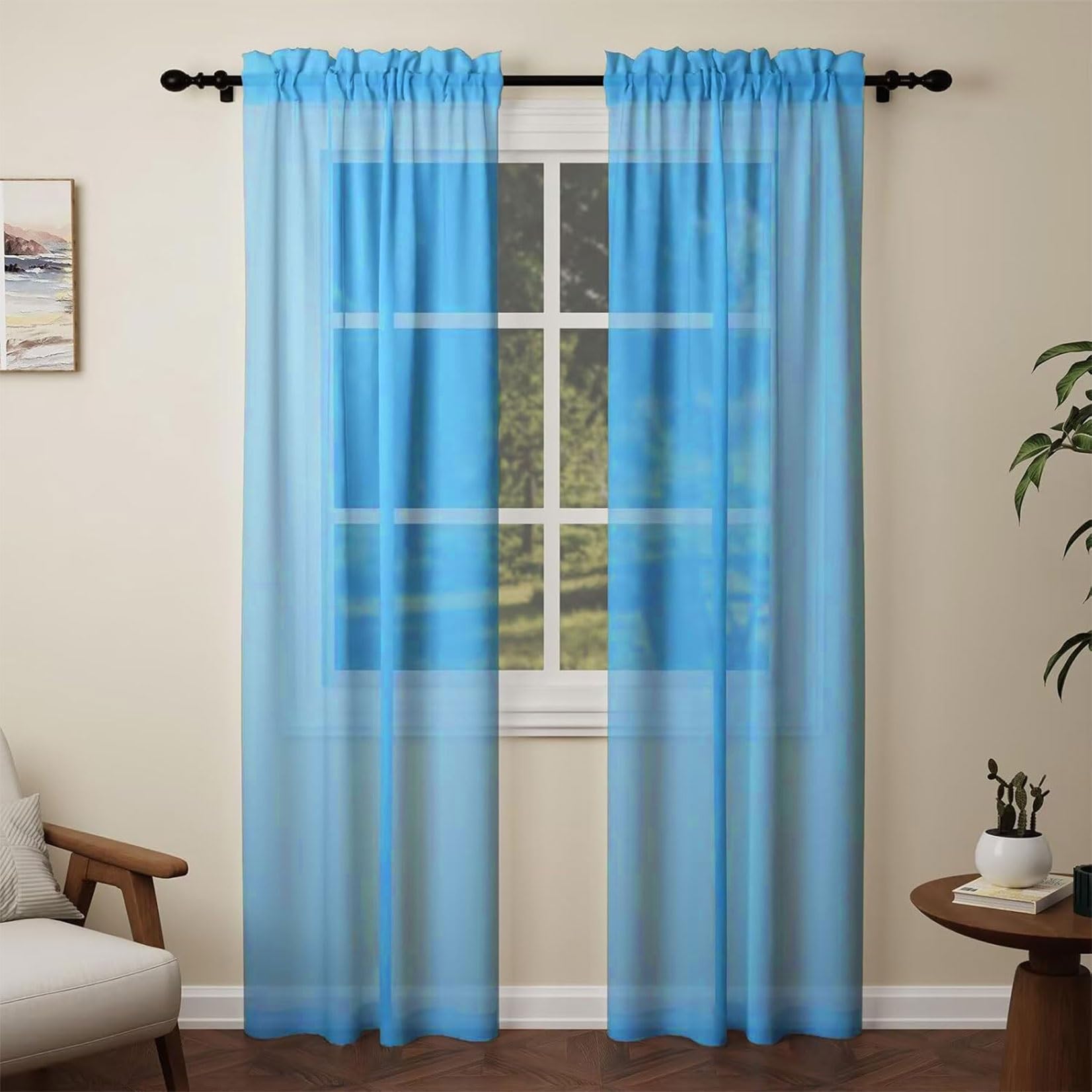 Cortinas translucidas con manguito de varilla que filtran la luz 1