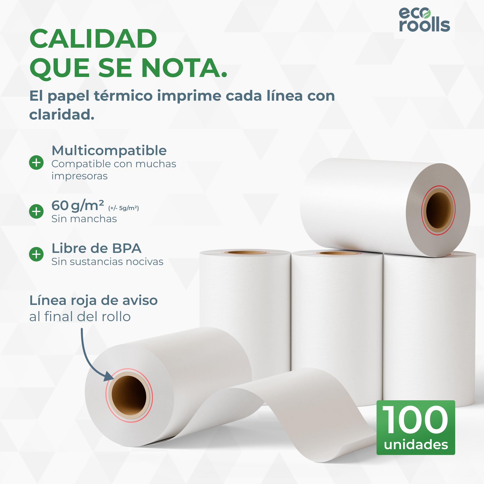 Rollos de papel térmico 57mm x 35mm de diámetro para máquinas de tarjetas de Crédito - Rollos ideal para todos los TPV 57x35x12 - Sin BPA 2 cartones (100 Rollos)