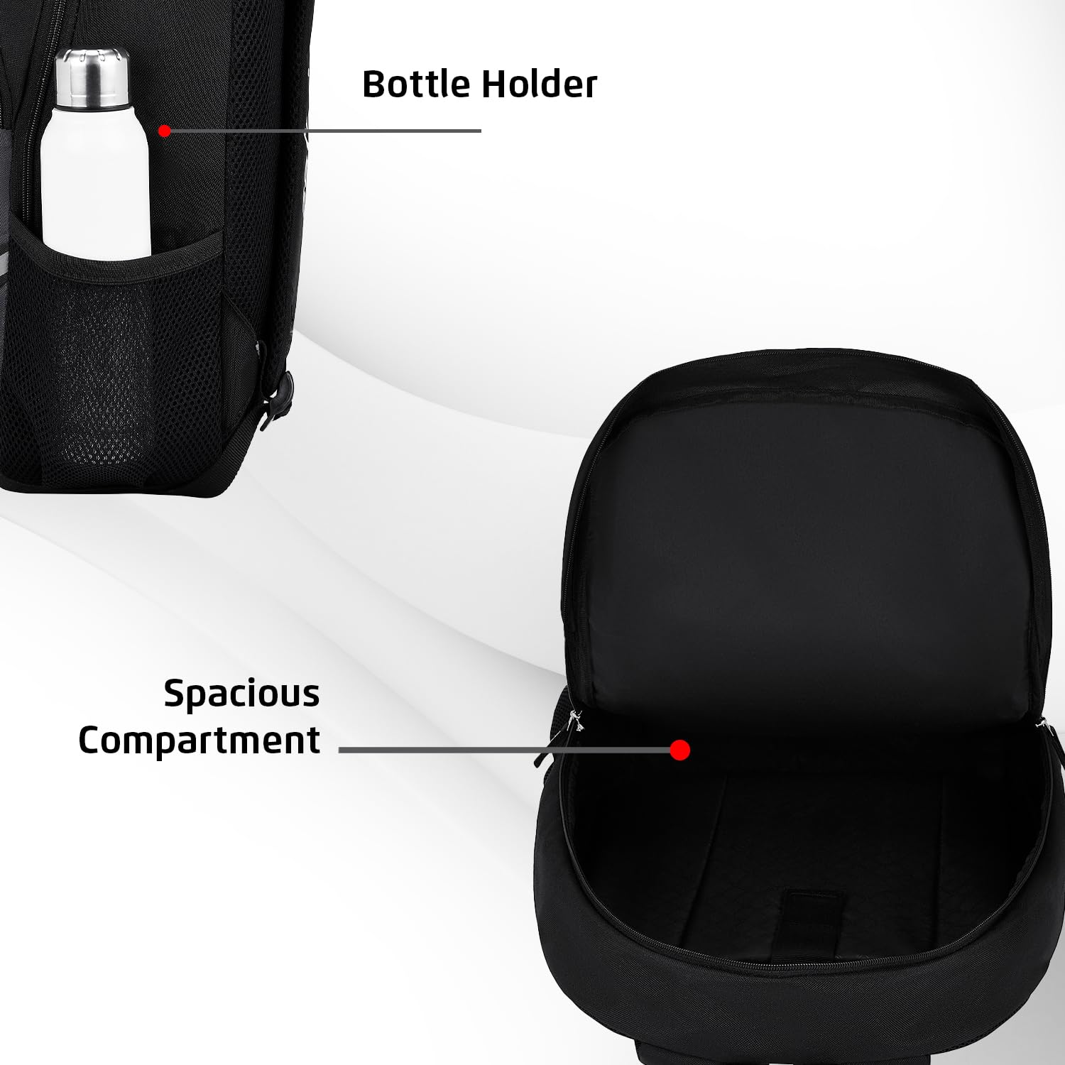 Safari Nudge Laptop Backpack for men & women, school bag for boys and girls, college bag, office bag, travel bag, 3 compartments, Bottle holder, Front pocket, Color Black — Amazon image 3