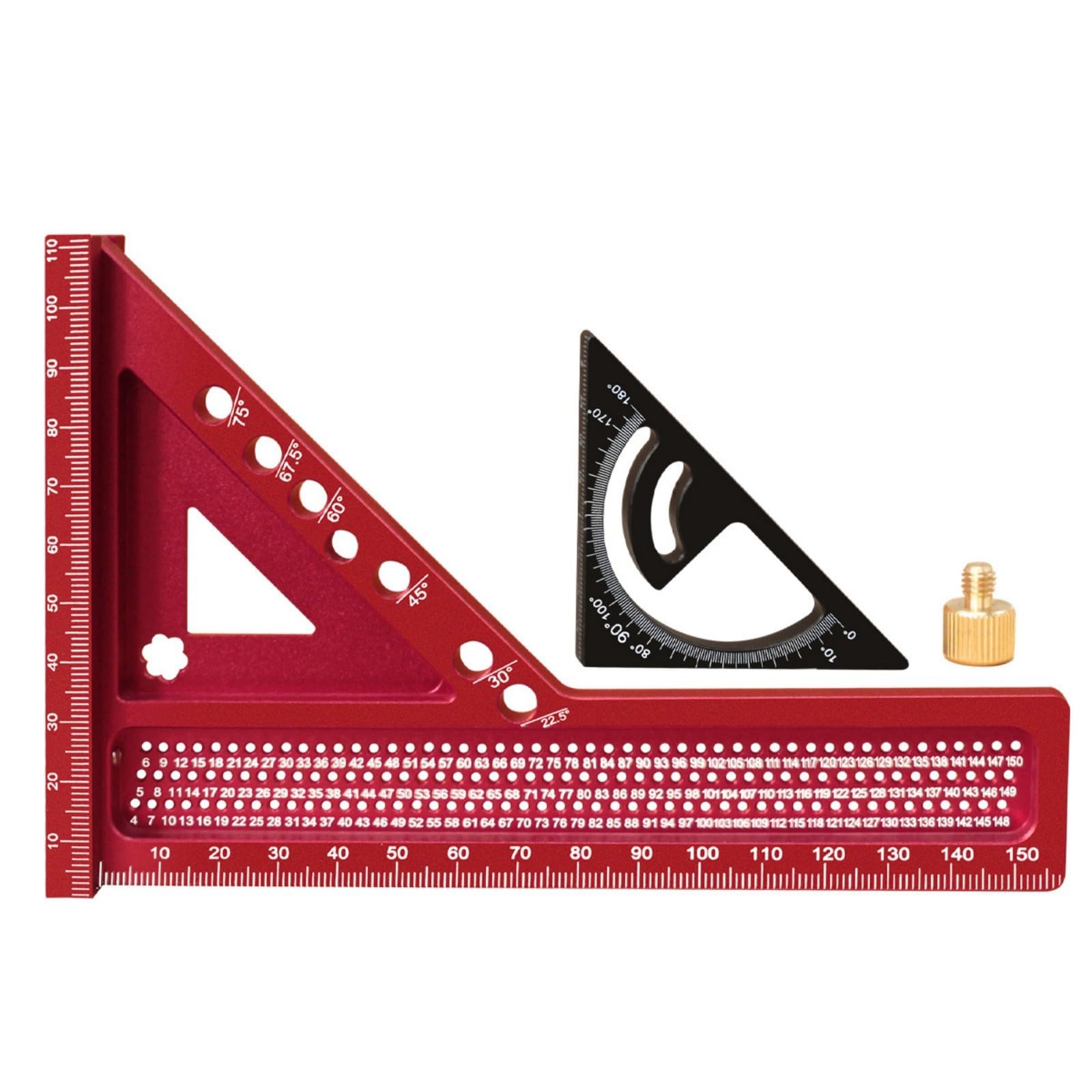 Msioytog Red And Black Multiangle Aluminum Measuring Ruler For Woodworking Metalworking Marking On Wood Metal Surfaces Multipurpose Angle Measure Tool
