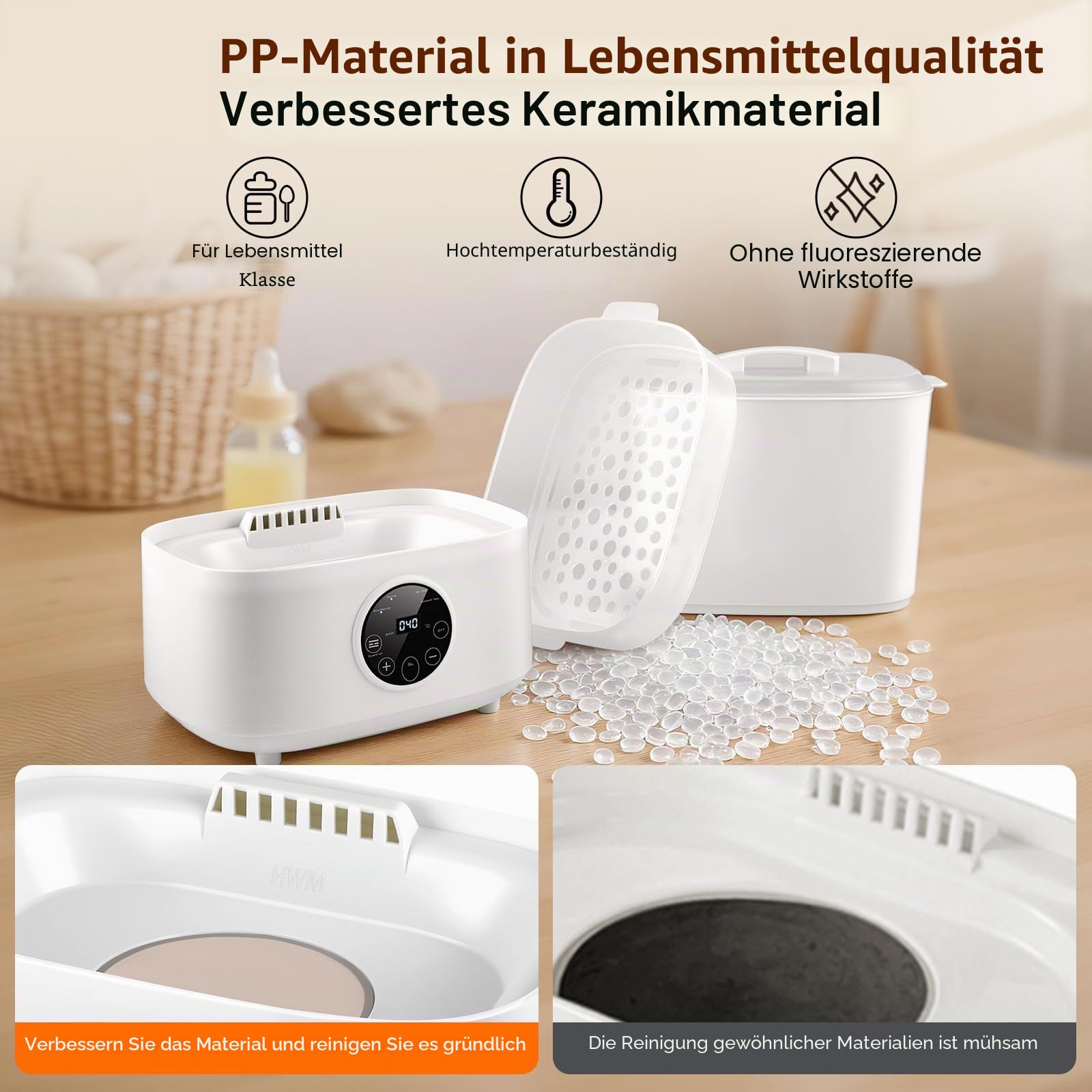 Sterilisator für Babyflaschen, Flaschen Sterilisator Baby | 5-in-1: Sterilisieren, Trocknen, Auto-Sterilisieren&Trocknen, Essen Aufwärmen, Flaschen Warmhalten | 8 Flaschen Kapazität, 24h Keimschutz