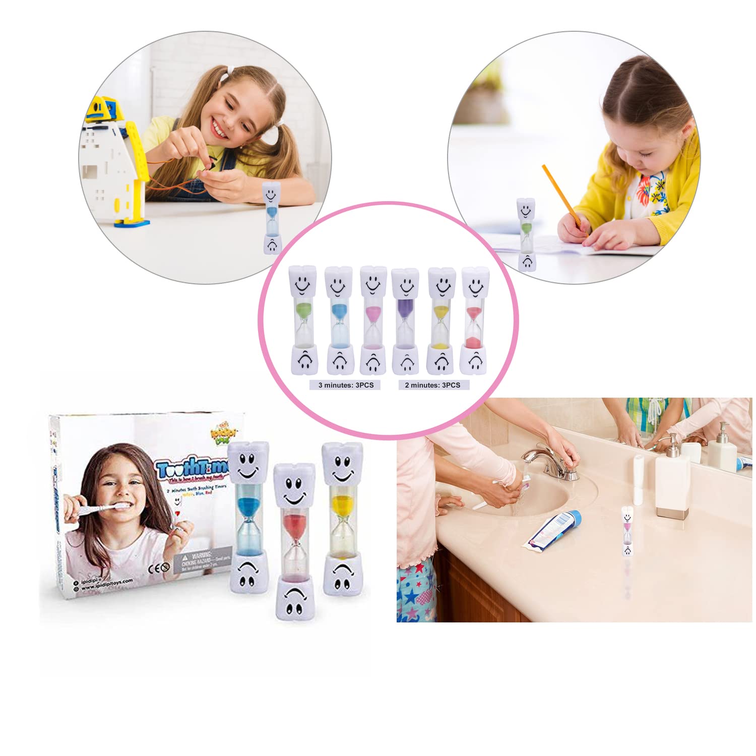 Timer A Clessidra Con Ventosa Per Bambini - 2 E 3 Minuti | Lavarsi I Denti, Giochi, Cucina