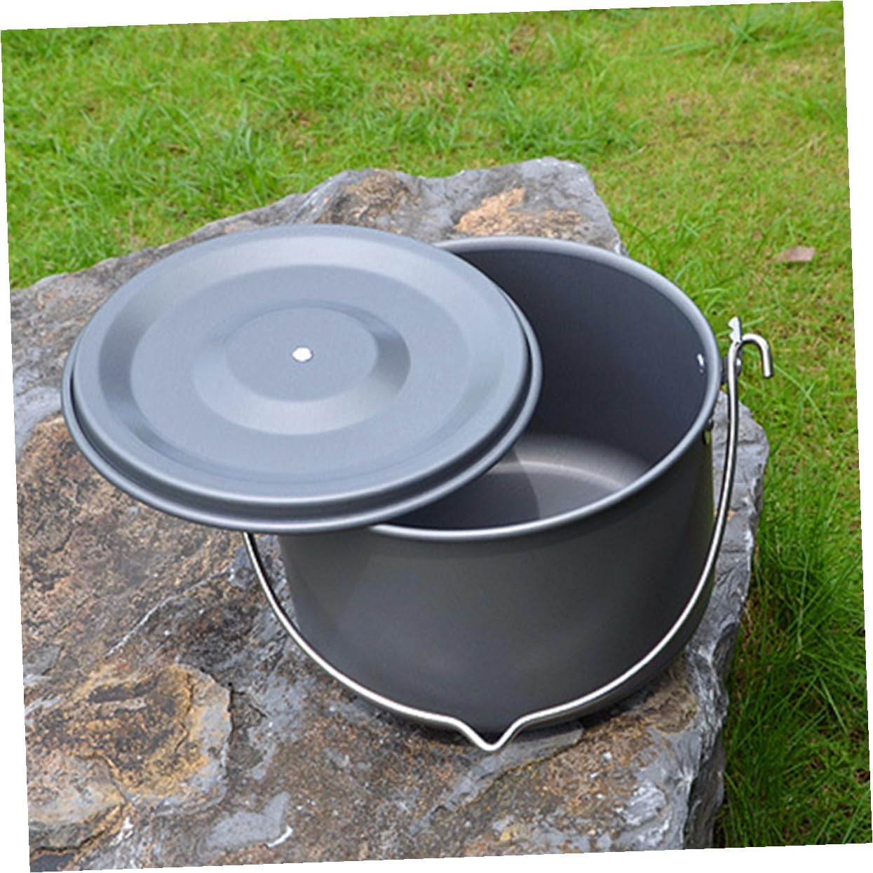 Lightweight Aluminum Camping Pot with Lid Portable Hanging Cookware for Outdoor Cooking Suitable for People Even Heat Distribution for Hiking Picnics and Group Camping