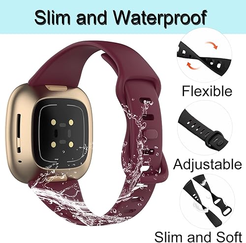 Miniatura 3 de Paquete de 3 Correa delgada de silicona compatible con Fitbit Versa 4 bandas para mujeres y hombres, correa deportiva suave y estrecha para Versa