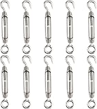 FEPITO 10Pcs Spannschloss-Drahtspanner 304 Haken und Ösenverstellbares Spannschloss M4 Edelstahlspanner-Set für hohe Beanspruchung - 1