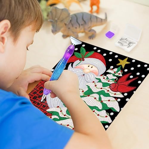 Miniatura 8 de Ninonly Bolígrafo de arte de diamante, bolígrafo de pintura de diamante con 6 puntas de metal, 6 arcilla de pegamento para pintura, rodillo,