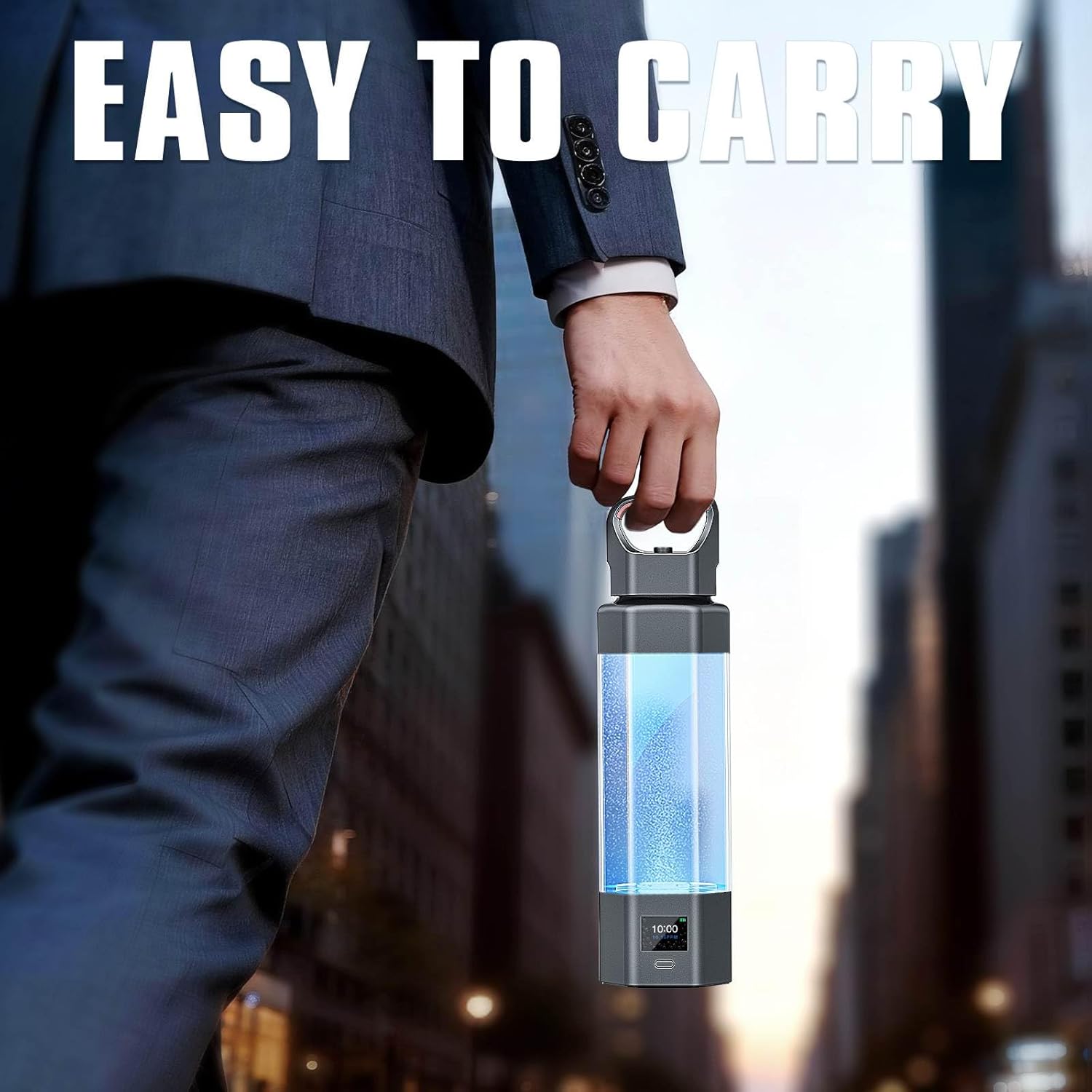 Hydrogen Water Bottle Generator,Up to 10000+ PPB Hydrogen Bottle Water Ionizer with SPE/PEM Technology,12 OZ Food-Grade PC Hydro Water Machine,SGS-Certified Molecular Generator for Sports/Home