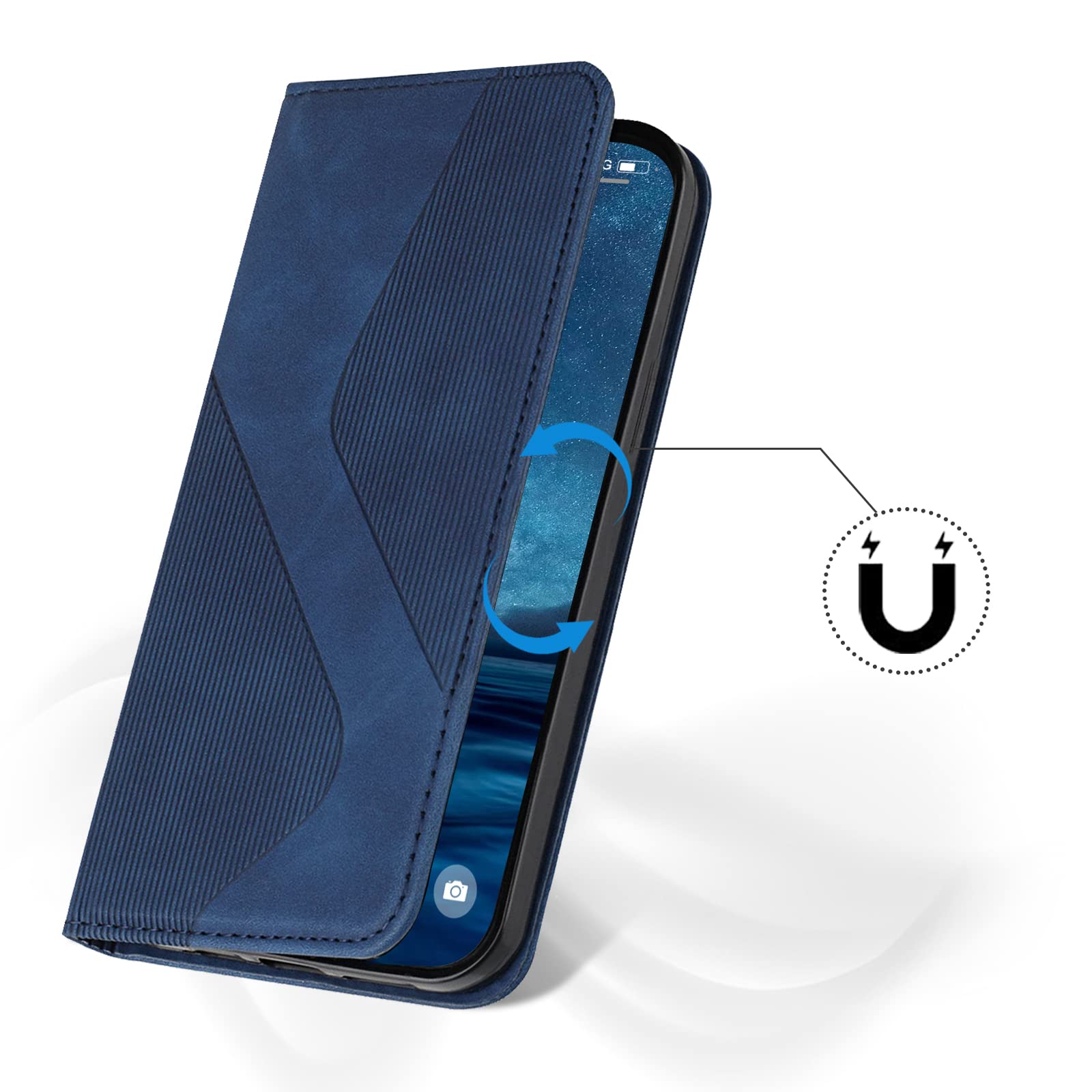 MOJIA Cover Per Xiaomi Redmi A1, Custodia Flip In PU Con Portafoglio, Supporto E Slot Per Schede, Protezione Antiurto, Nera - 2