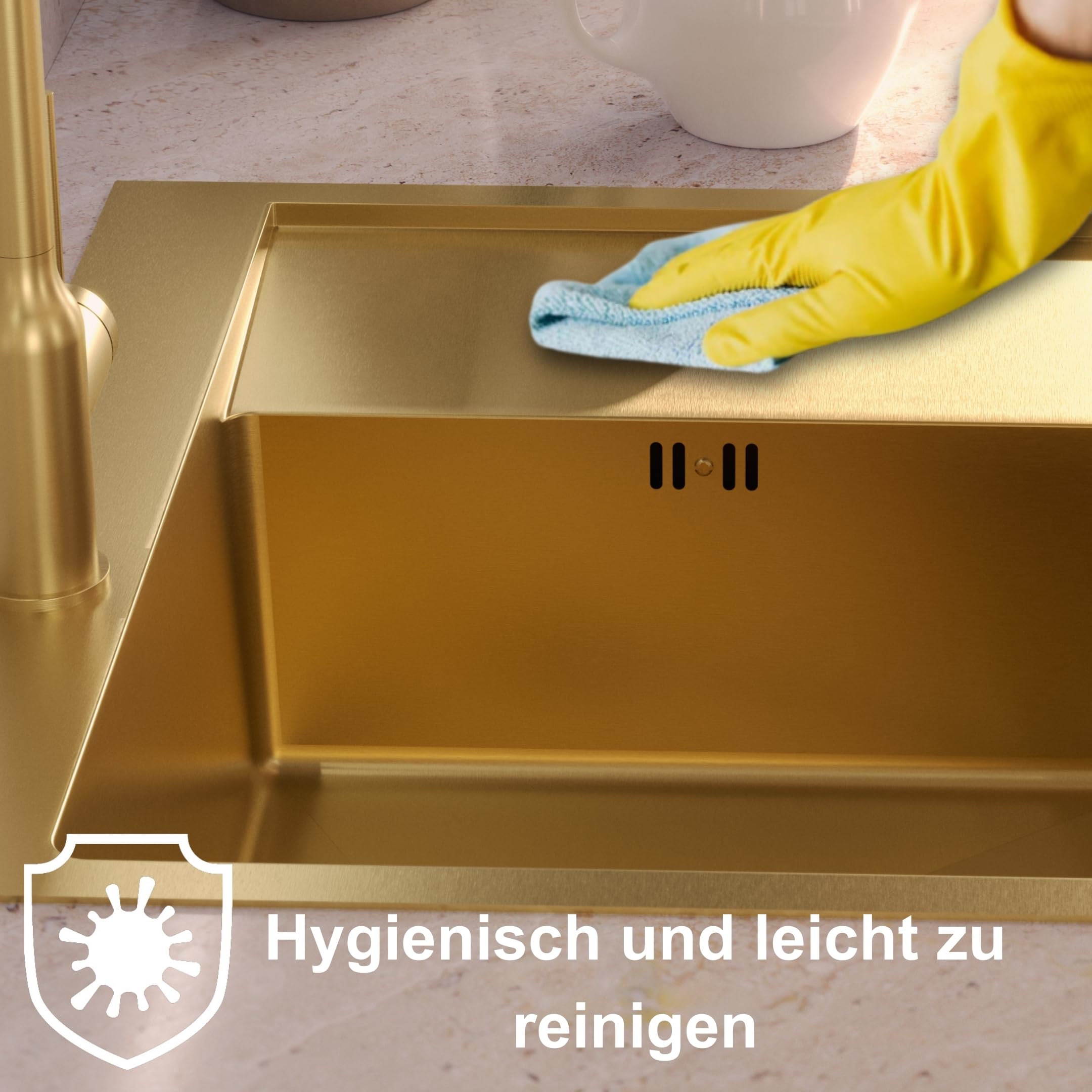 QUADRON Spülbecken Einbeckenspüle Edelstahlspüle | Größe 78 x 48 x 20 cm Farbe: Stahl | RUSSEL 111 Einbauspüle mit Hahnloch | Einzelbecken Küchenspüle mit Stahlkammer Edelstahl Stahlspüle