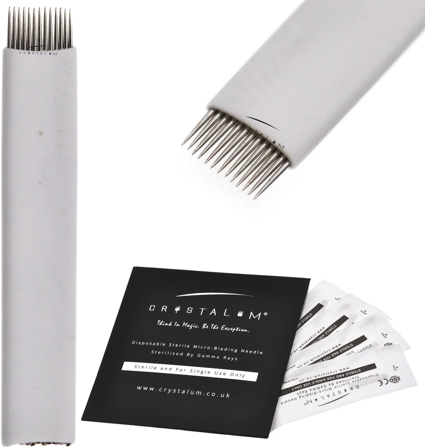 Microblading Blades Shading Needles 14 Pin x5 Eyebrows Disposable Tattoo Needles Tools by CRYSTALUM®