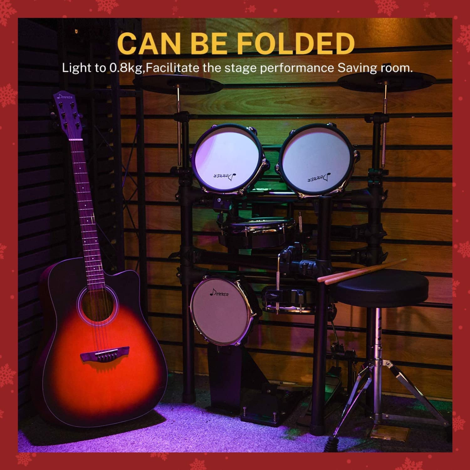 Electric Drum Set, Donner DED200 Mesh Head Electronic Drum Kit with