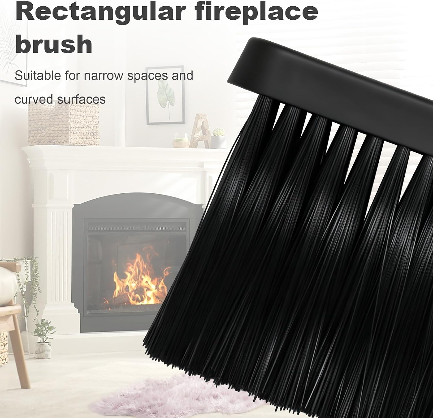 2 PCS Oblong Fireplace Brush, PP Fireplace Broom Replacement Head, Chimney Brush for Fireplace Cleaning Kit and Pellet Stove