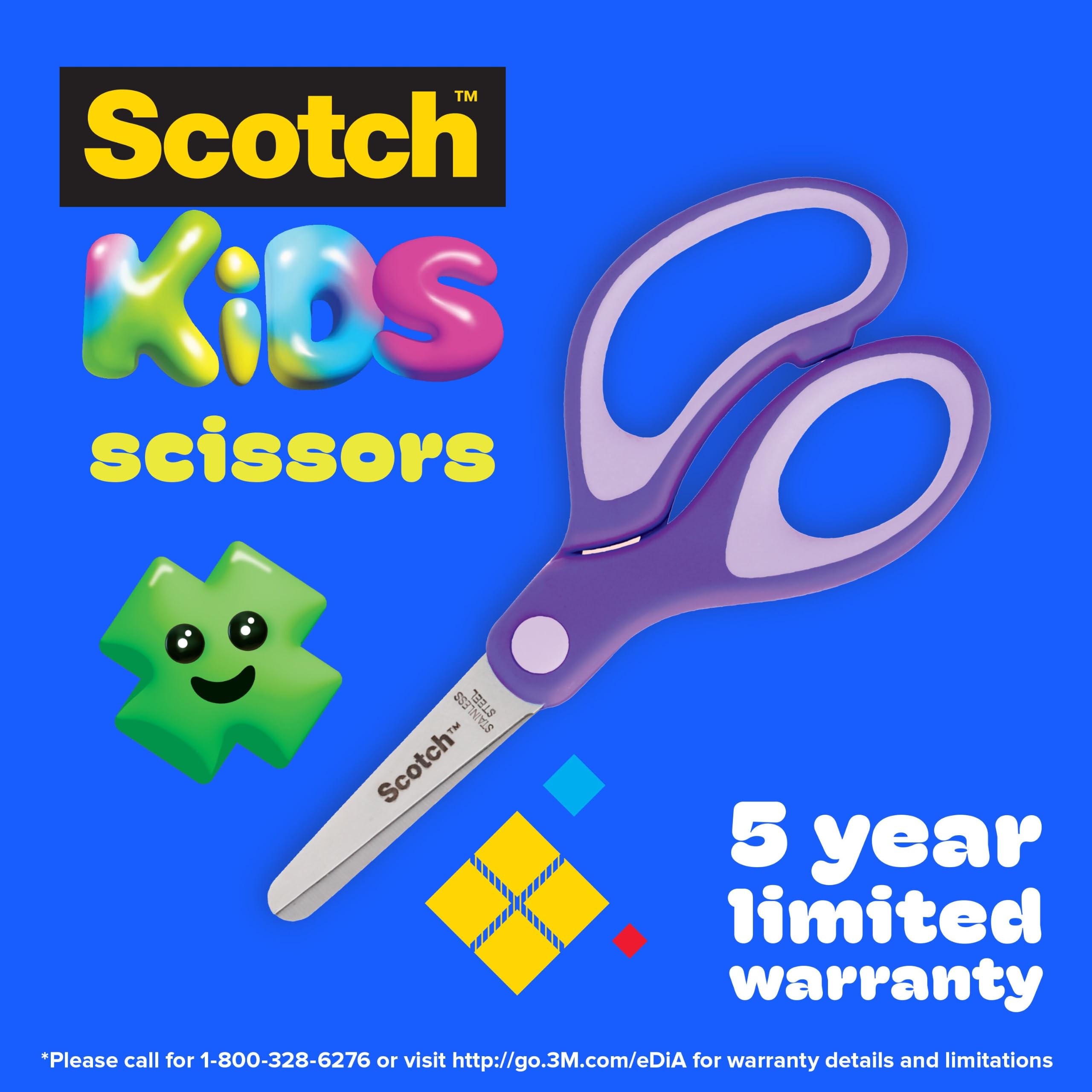 Scotch 12,7 cm weiche stumpfe Kinderschere, Violett, 12 Stück, ideal für Schulbedarf und Klassenzimmer-Projekte