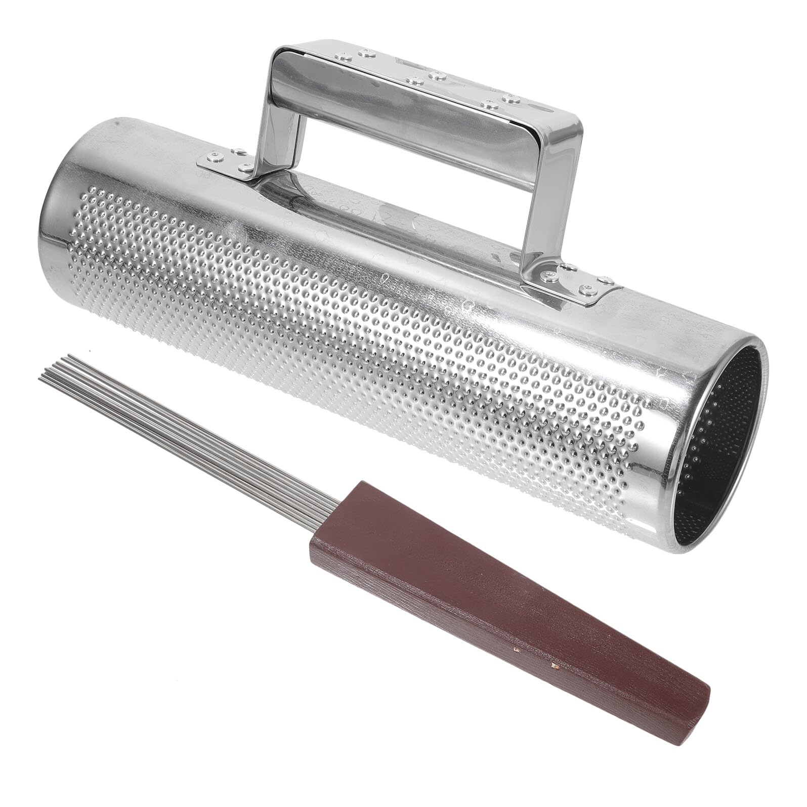Guiro Musical à Percussion en Métal, Jouet Éducatif pour Garçon et Filles | 1 Set avec Grattoir en Bois, Sonorités Agréables, Argenté, pour Apprentissage Auditif et Usage Facile