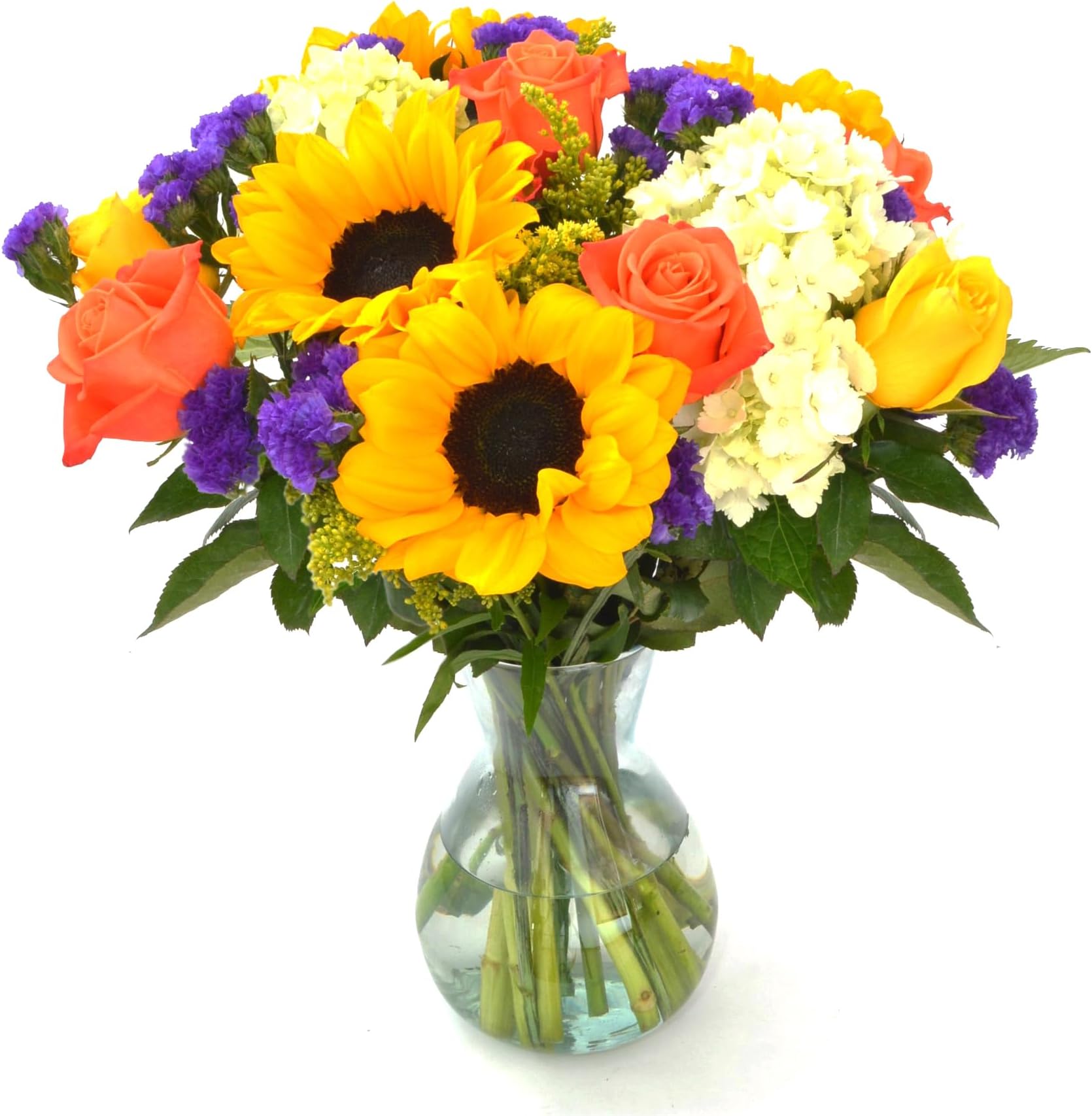 Daydream with Vase | Orange, Yellow, Green Arrangement by Arabella Bouquets | Real Fresh Flowers for Delivery, Gift for Birthday, Congratulations, Mother's Day