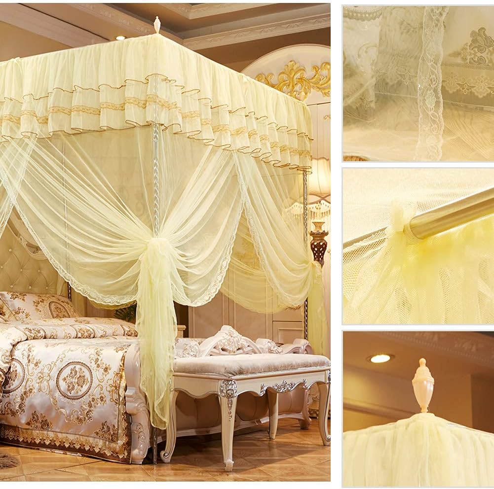 Luxury Bed Curtains Canopy, Sheer Canopy Bed Curtains, Princess Canopys Bed Curtainsly for Ladies Bedroom Decoration(No Bracket)(180 * 200 * 200)