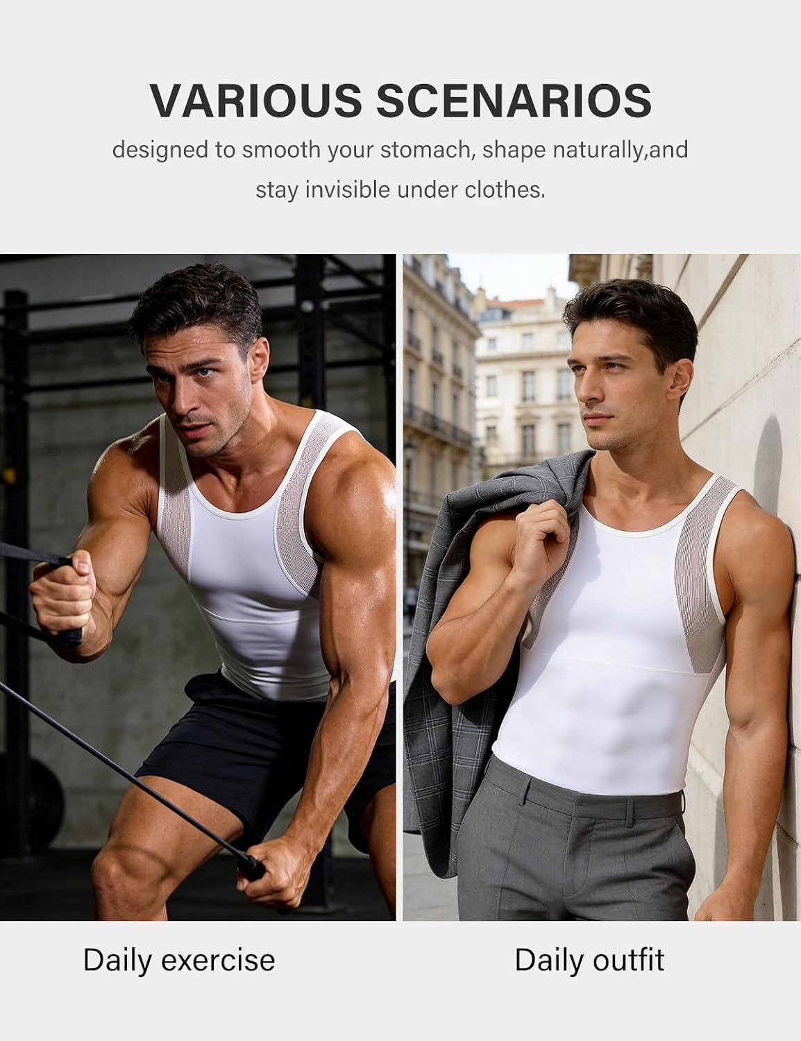 Casey Kevin Compression Shirt Men Slimming Muscle Men's Compression Tank Top Undershirts Hide Gynecomastia Moobs Shapewear