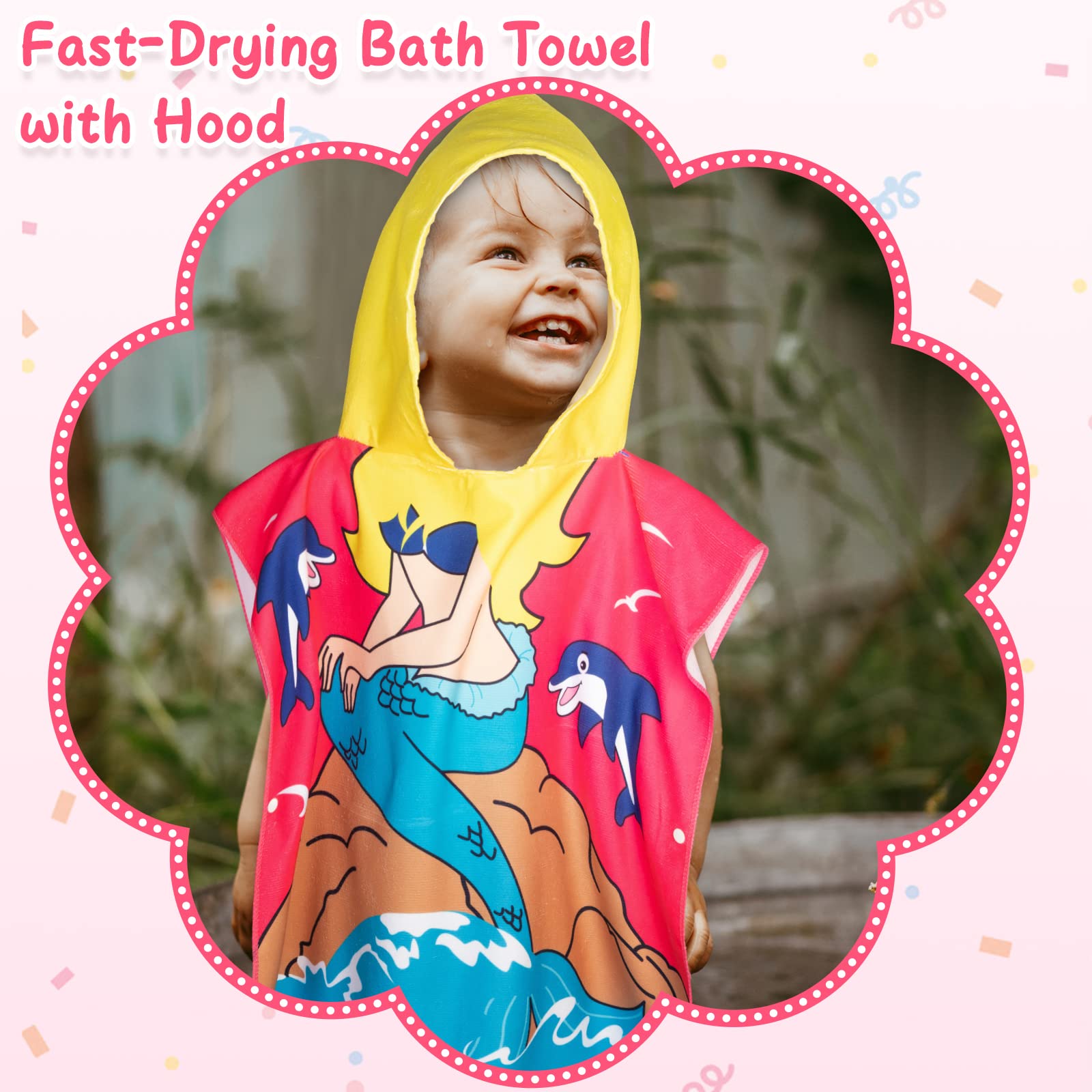 Foaincore 10 Stück Kapuzenhandtücher für Kleinkinder, Kinder, Poncho-Handtücher, Kinder, Strandtücher, 119,6 x 61 cm, weiche Mikrofaser, Baby-Kapuze, Pool-Handtuch, Poncho, Wickel-Bademantel mit