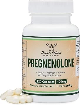 Pregnenolone 100mg per Serving Converted to Progesterone to Boost Progesterone Levels - Third Party Tested - 120 Capsules 50mg per Capsule Non-GMO by Double Wood