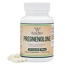 Pregnenolone 100mg per Serving (Converted to Progesterone to Boost Progesterone Levels) - Third Party Tested - 120 Capsules (50mg per Capsule) Non-GMO by Double Wood
