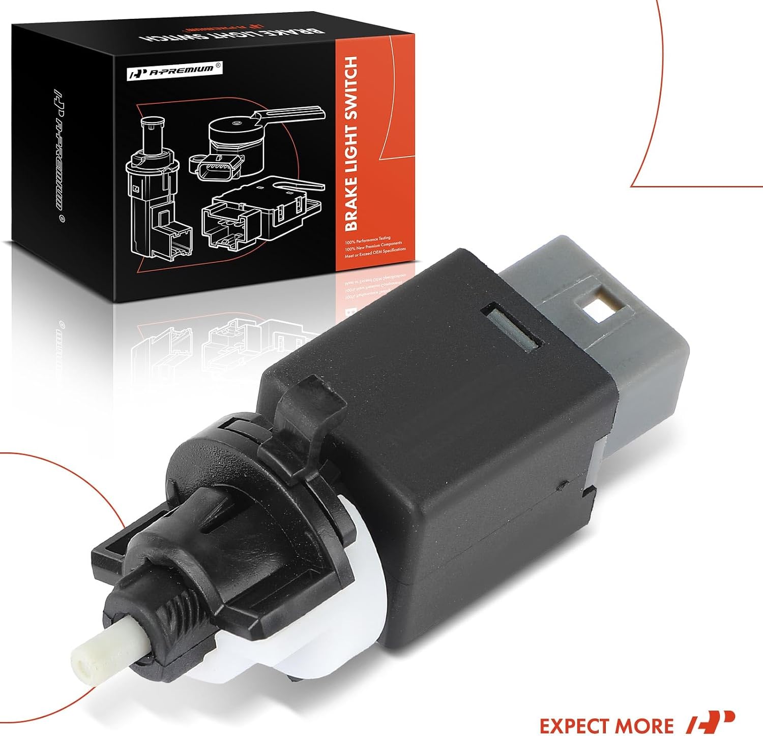 A-Premium Brake Light Switch Compatible with Hyundai Elantra 13-19, Sonata, Santa Fe, Accent, Tucson, Equus, Ioniq & Kia Soul, Optima, Sorento, Sportage & Genesis G80, with Straight Socket not Angled!