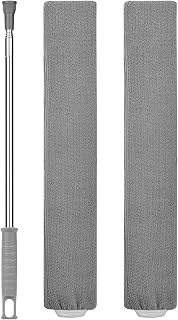 Vicloon Feather Duster, 2 PCS Extendable Cobweb Duster with Extension Pole Up to 100'', Washable Reusable Gap Hand Crevice Brush for Home Bedroom Kitchen Bathroom