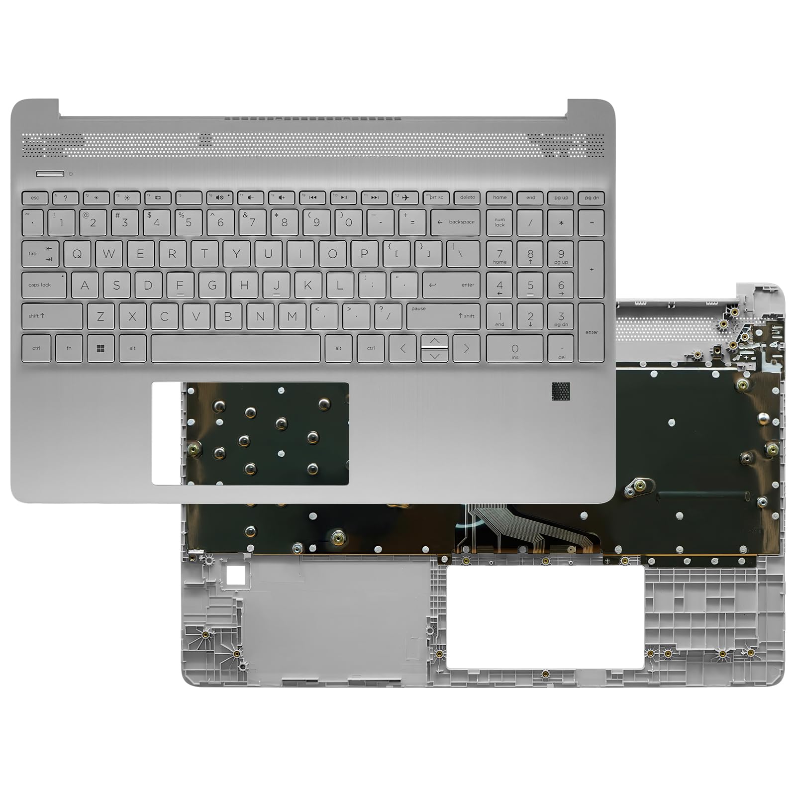 M17184-001 L63578-001 Upper Case Palmrest Replacement for HP 15-ef1023dx 15-ef1013dx 15-ef0025wm 15-DY1023DX 15-DY5073DX 15-DY1043DX 15-DY2073DX Keyboard Assembly Silver