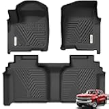 Floor Mats for 2019-2026 Chevrolet Silverado/GMC Sierra 1500 & 2020-2026 Chevy Silverado/GMC Sierra 2500HD/3500HD Crew Cab With Underseat Storage Box Bucket Seat, 1st & 2nd Row, Black