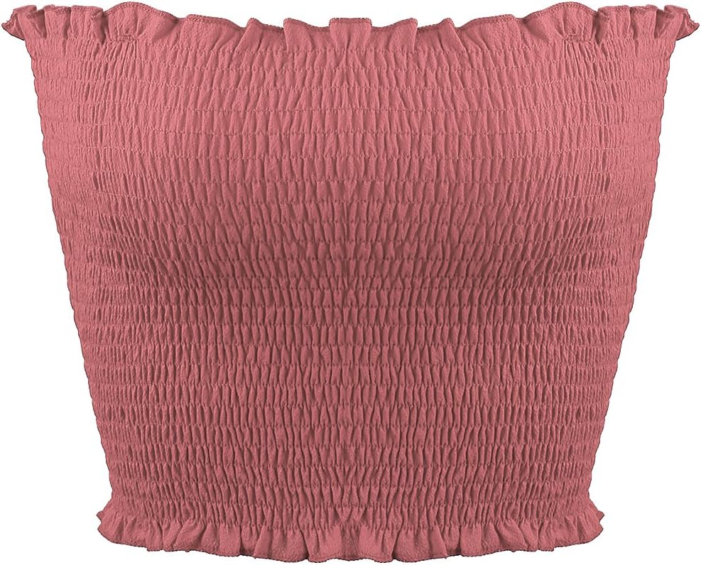 Sweetbei J Womens Strapless Pleated Summer Sexy Bandeau Tube Crop Tops