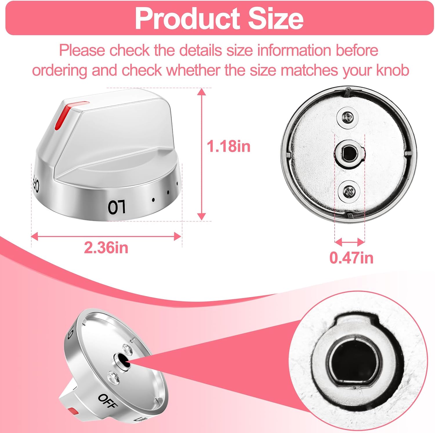 LXun Upgraded DG94-04167 Gas Stove Knobs for Samsung Oven and Range Stainless Steel Stove Knob Replacement for DG94-03950 NX60A6511SS/AA-01, NX60A6111SS, NX60A6511SG/AA, NX60A6311SG/AA-00 (5PCS)
