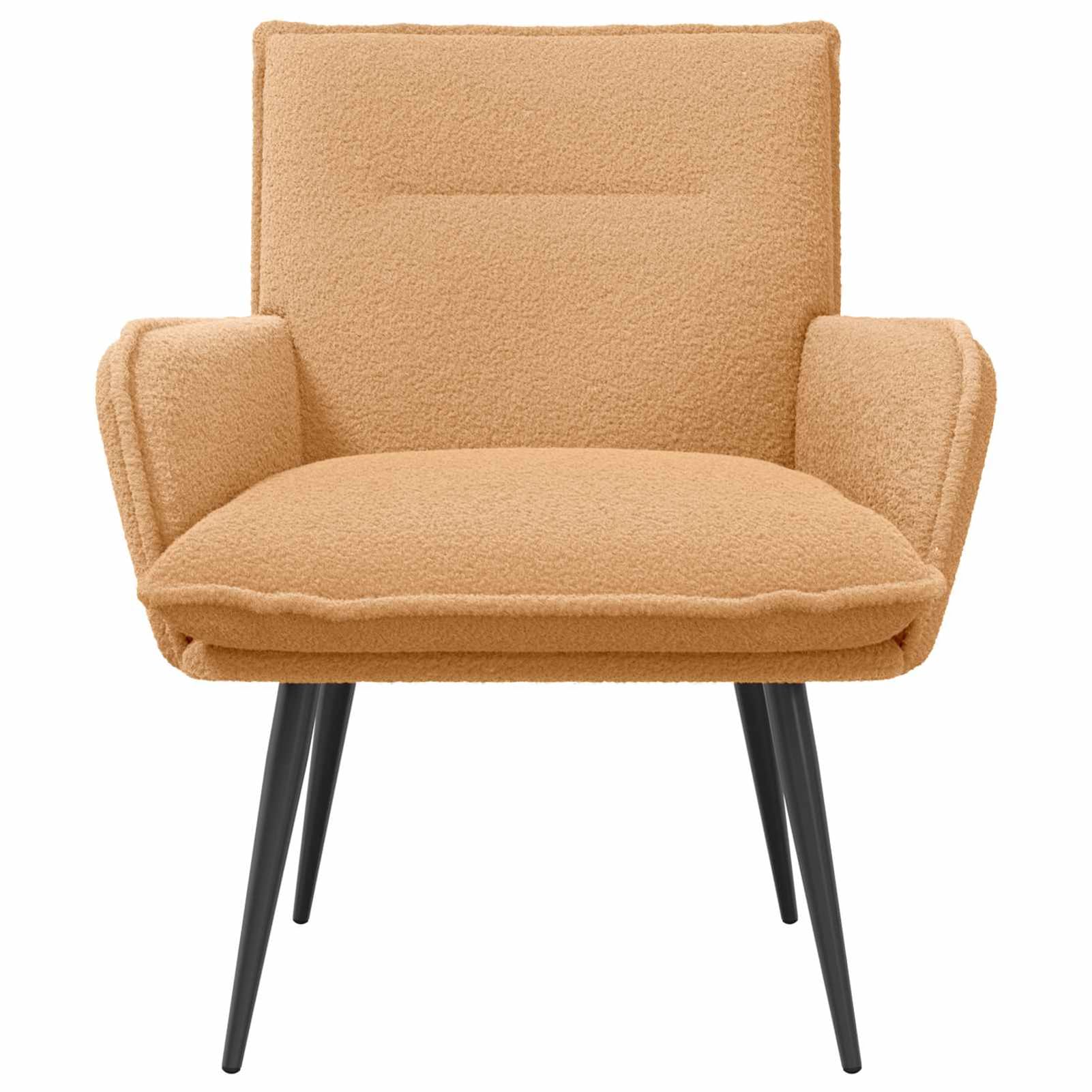 Moderner Sessel mit Bouclé-Stoff, 100% Polyester, Metallrahmen, abnehmbares Kissen, für Wohnzimmer, beige 42047697