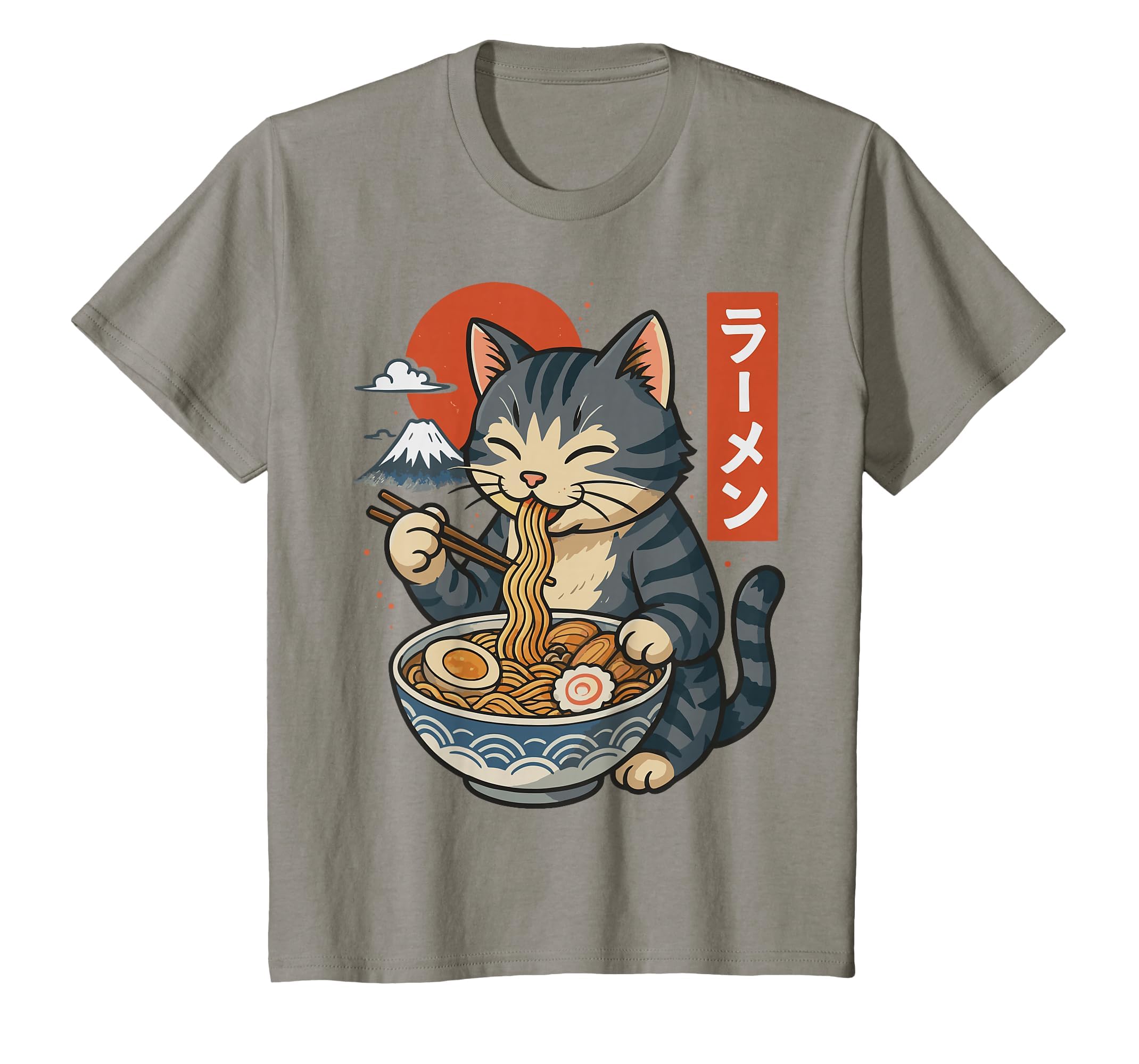 Anime Cat Eating Ramen Retro Kawaii Ramen Cat T-Shirt