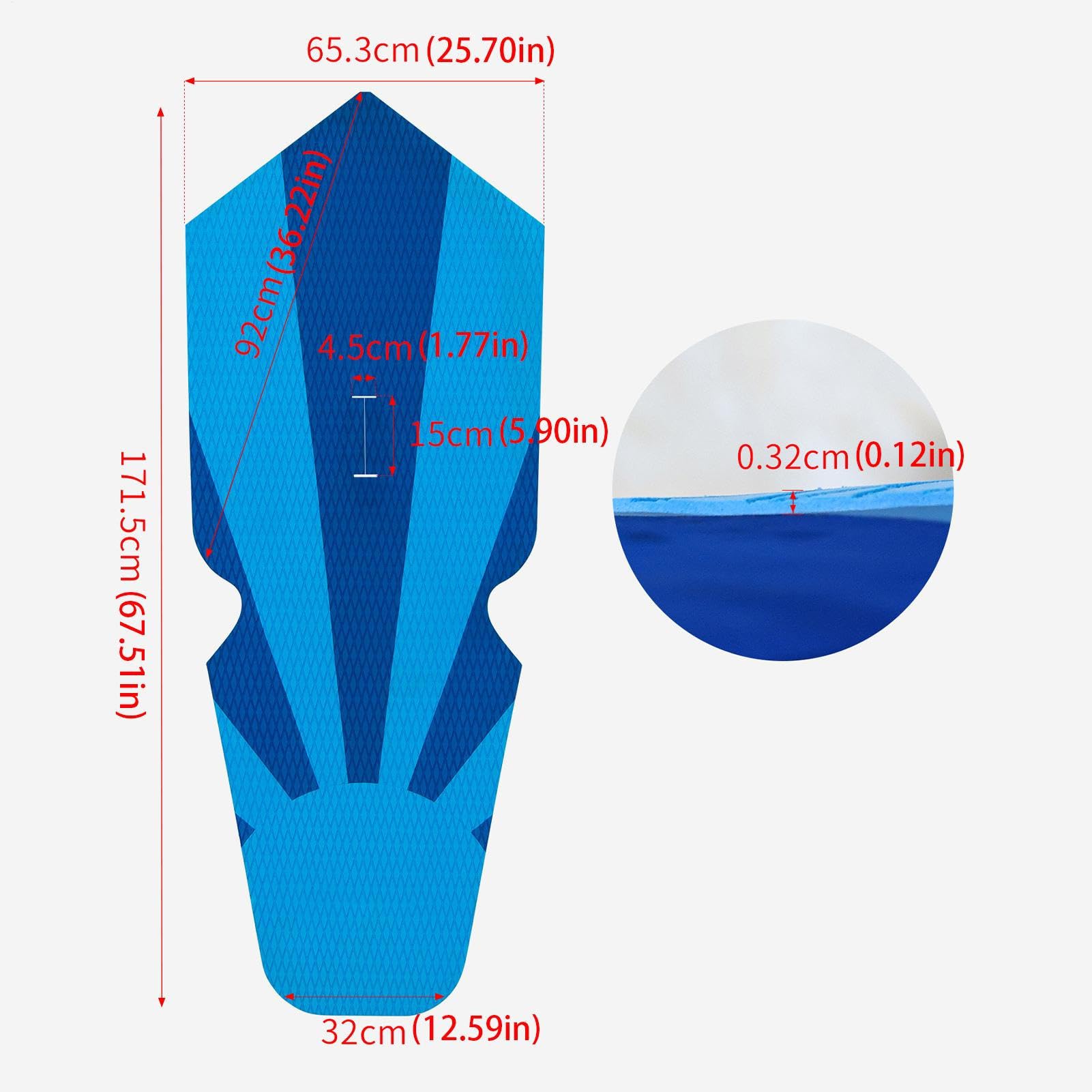 Deck Pad – Tapis de Traction pour Planche à pagaie, Tapis de Surf | Coussinet en Mousse EVA, Dos adhésif à décoller et Coller, antidérapant Durable pour Le contrôle du Stand up Paddle, de la