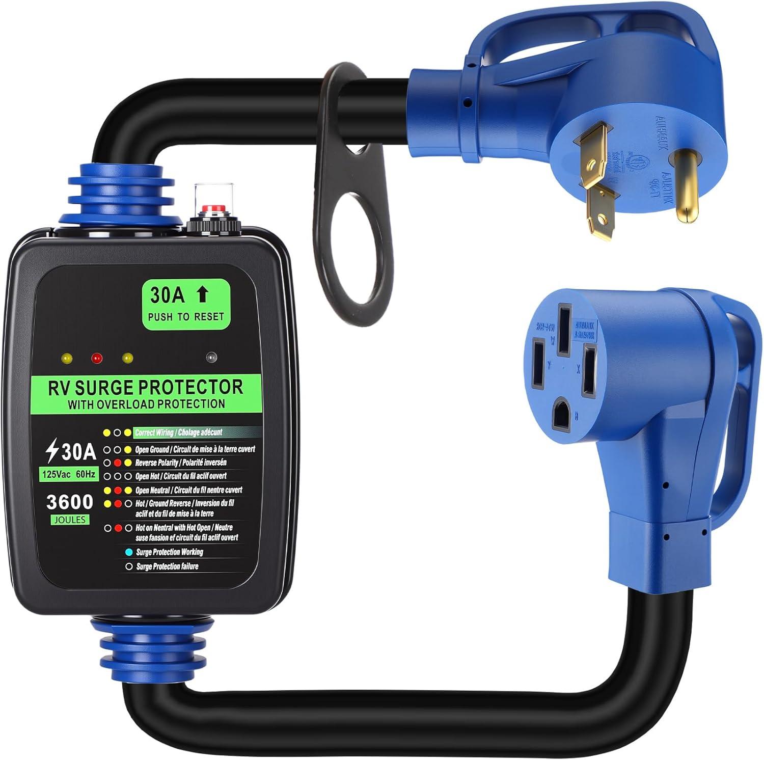 Kanayu Surge Protector 30 Amp to 50 Amp RV Adapter Cord with Overload Protection ETL Listed TT-30P to 14-50R 3600J Electrical Power Adapter for Camper Travel Trailer STW 10 AWG/3C, 2.5ft