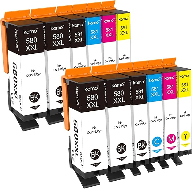 Kamo PGI-580 CLI-581 XXL Multipack Compatible with Canon Ink Cartridges (4X 580 PGBK, 2X 581 Black Cyan Gelb Magenta), for TS705 TS6350 TR8550 TS6150 TS6351 TR7550 TS6250 TS6151 TS6251 TS8150 TS9550
